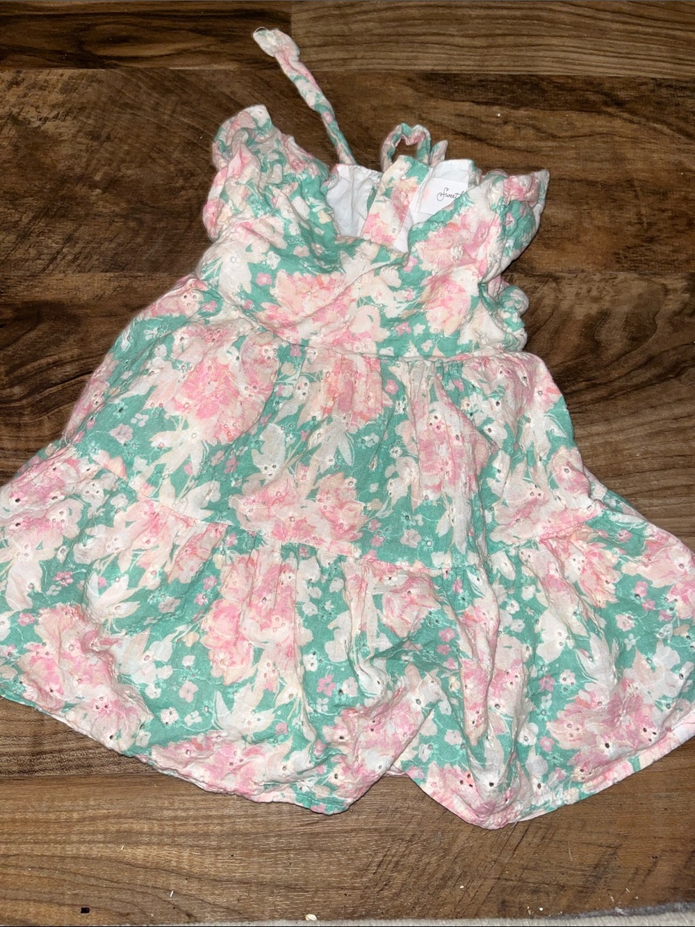 SweetHoney Mint Green & Pink Floral Tiered Skirt dress